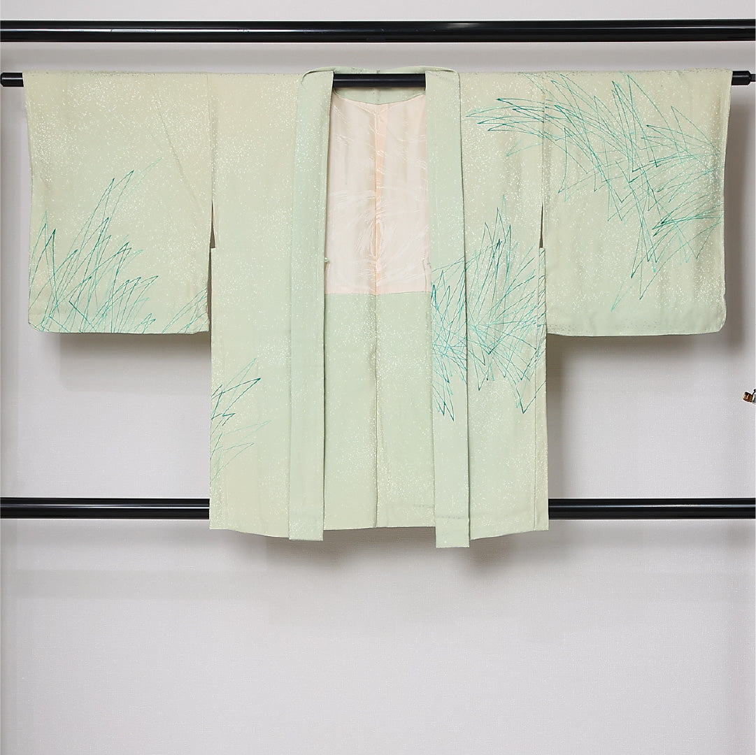 絵羽羽織 袷 身丈82cm 裄丈65cm 正絹 Cランク インフォーマル Mサイズ 創作柄 緑系 LP 1234-12859