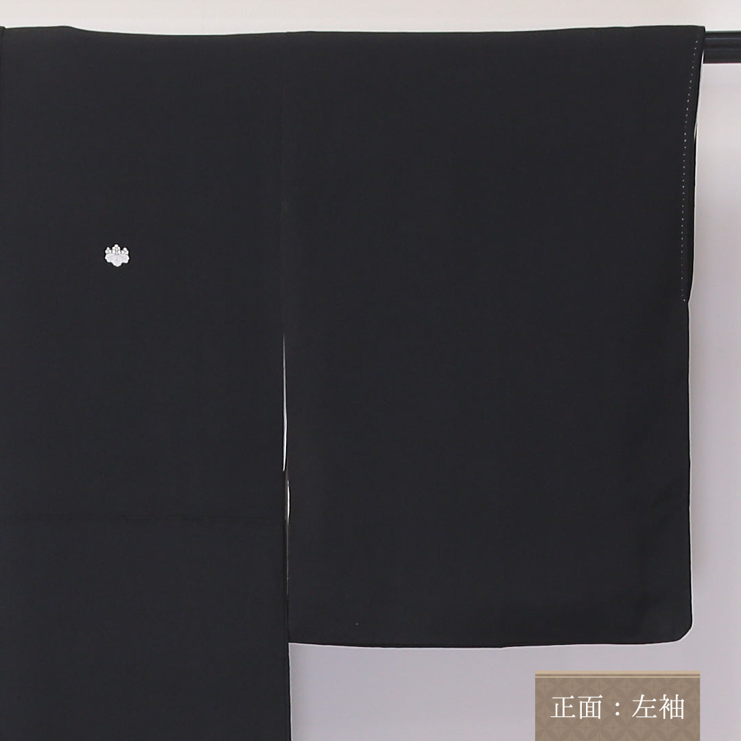 黒留袖 五つ紋 五三桐 身丈169cm 裄丈62.5cm Aランク 正絹 袷 比翼 広衿 XL 御所解 牡丹 フォーマル 黒系 1211-F0237