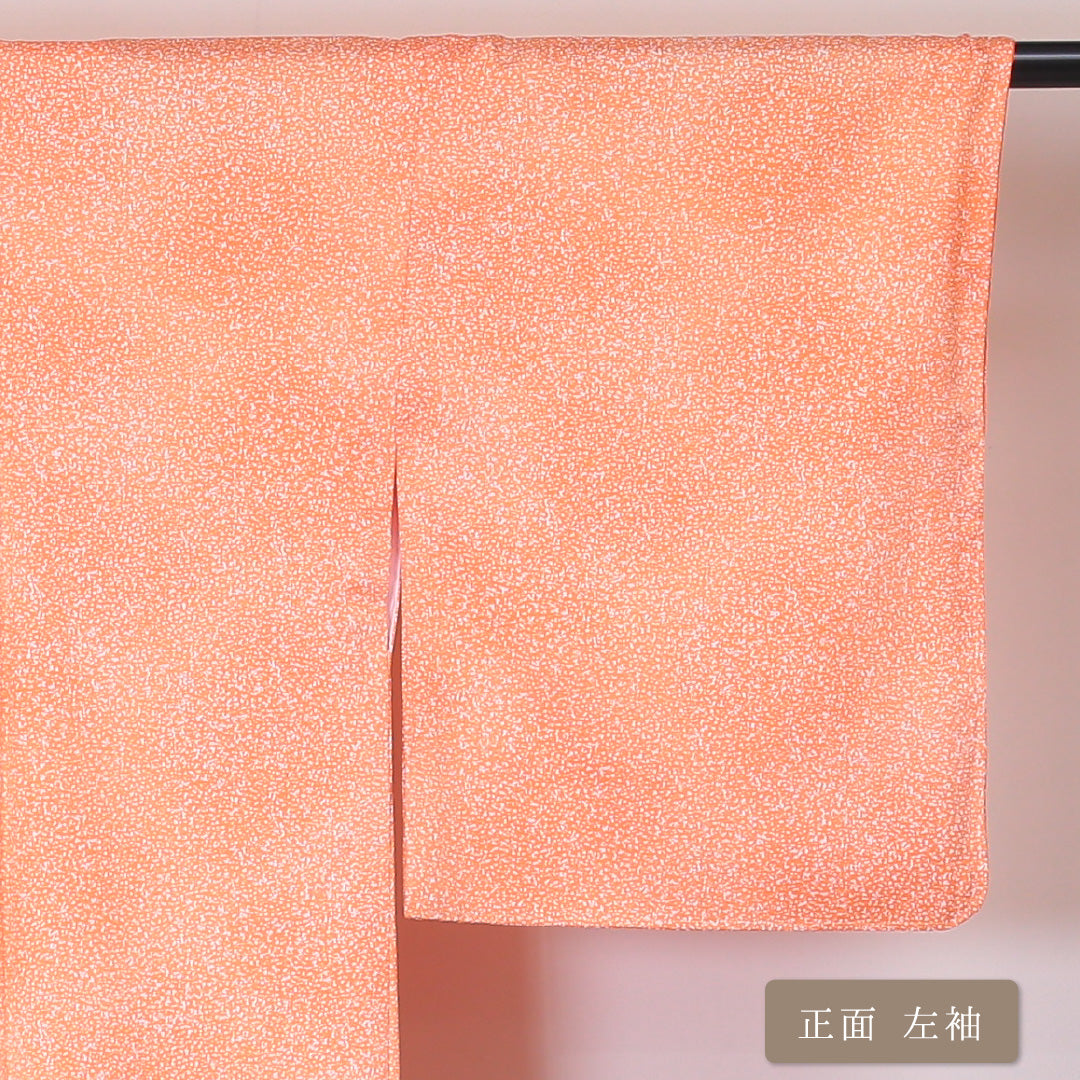 小紋 袷 身丈165cm 裄64.5cm 朱系 砂子 ぼかし 洗える着物 Bランク 1215-01986-4516