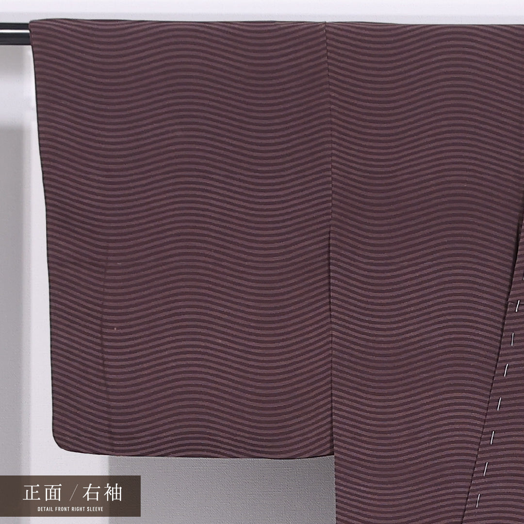 小紋 袷 身丈156cm 裄丈63cm 正絹 Cランク インフォーマル 広衿 Mサイズ 創作柄 茶系 LP 1221-11774