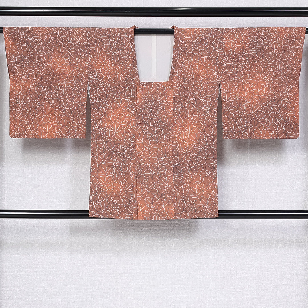 道行コート 袷 身丈80cm 裄丈61cm 正絹 Sランク Sサイズ フォーマル 植物柄 ぼかし染 ピンク系 1263-10305