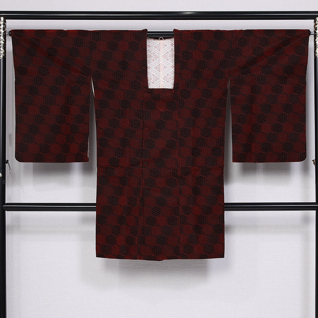 道行コート 身丈101cm 裄丈66cm M ポリエステル Sランク 袷 洗える着物 亀甲 毘沙門亀甲 1263-10615