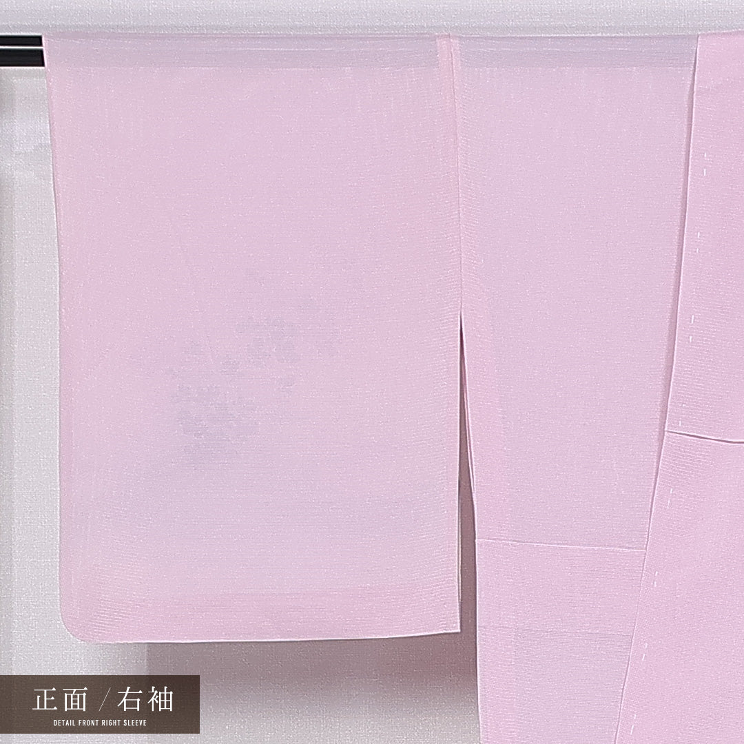 夏物 訪問着 絽 身丈147cm 裄丈55cm 正絹 Aランク セミフォーマル 広衿 XSサイズ 遠山 桔梗 撫子 ピンク系 M4 1217-11202