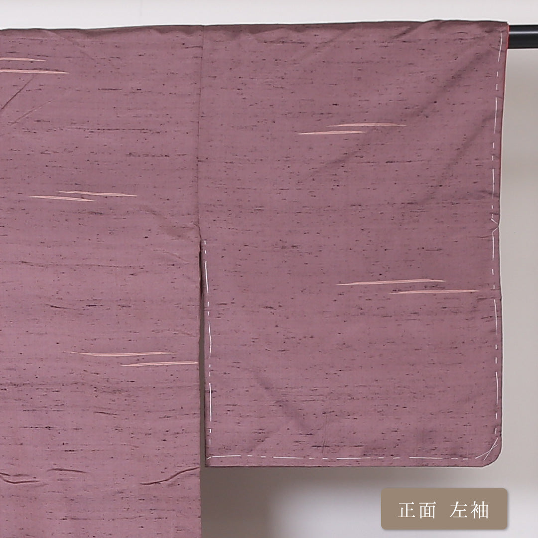 牛首紬 袷 身丈155cm 裄63cm 正絹 紫系 Sランク しつけ糸 1216-00798-2320
