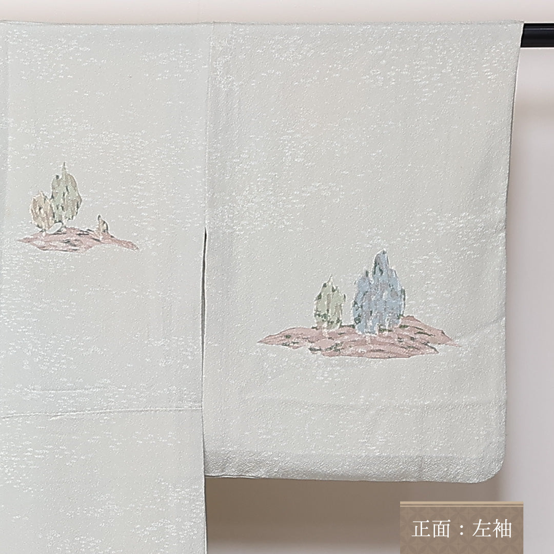 訪問着 単衣 身丈161cm 裄64.5cm 正絹 風景 Cランク 1212-00729