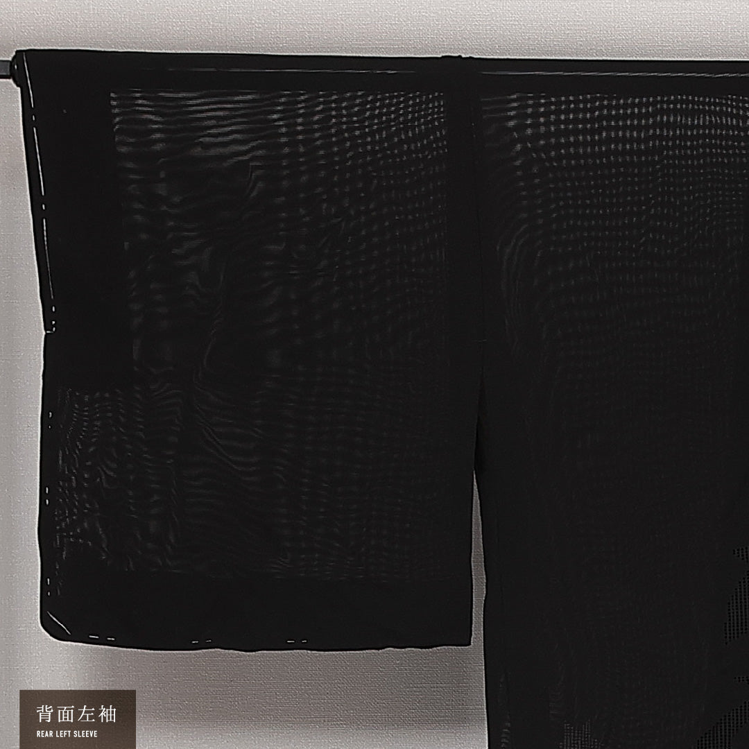 未使用品 黒羽織 絽 身丈80cm 裄丈65cm Sランク 正絹 Mサイズ インフォーマル しつけ糸 もじり織 鉄線 上品 落ち着き 黒系 1217-13849