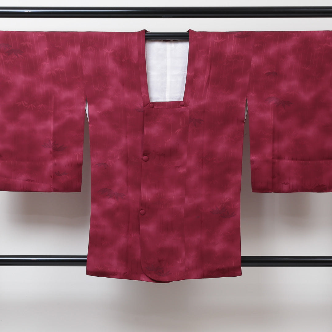 道行コート 身丈84cm 裄丈63cm 正絹 Sランク S 笹 赤系 1217-00387