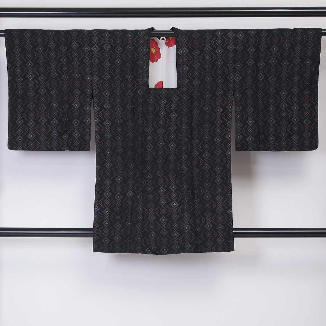 道行コート 身丈86cm 裄丈63cm 正絹 Aランク S 黒系 1217-00649