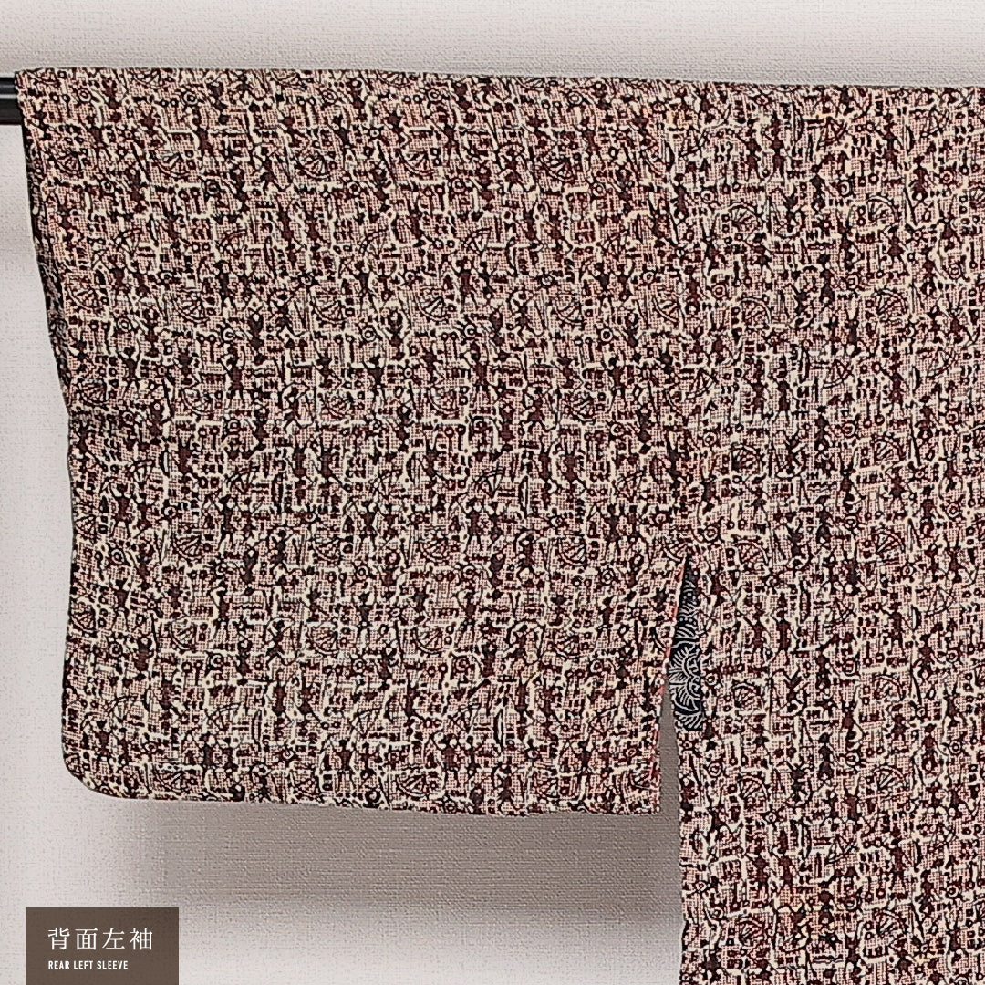 羽織 袷 身丈74cm 裄丈64cm 正絹 Aランク カジュアル Mサイズ 紐あり 茶屋辻 ピンク系 HP 1232-13837
