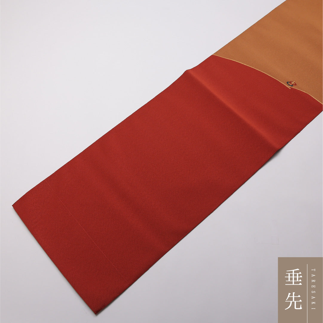 八寸名古屋帯 Sランク 帯丈353cm 正絹 ポイント柄 松葉仕立て 織り カジュアル 創作柄 朱系 LP 1245-01893