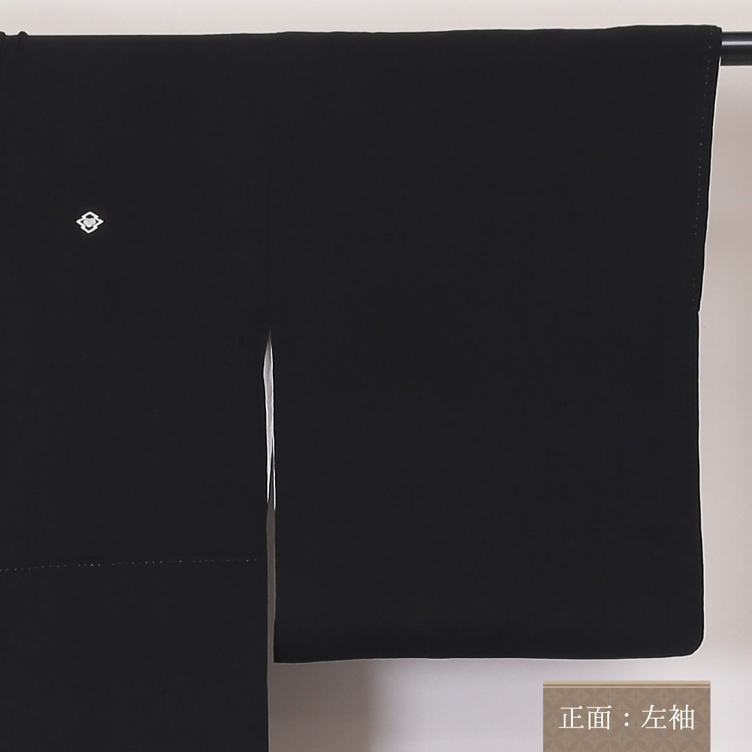 黒留袖 五つ紋 松皮菱に蔦 身丈160cm 裄丈64.5cm Sランク 正絹 袷 比翼 広衿 L 京友禅 平安絵巻 牡丹 フォーマル 黒系 1211-F0212