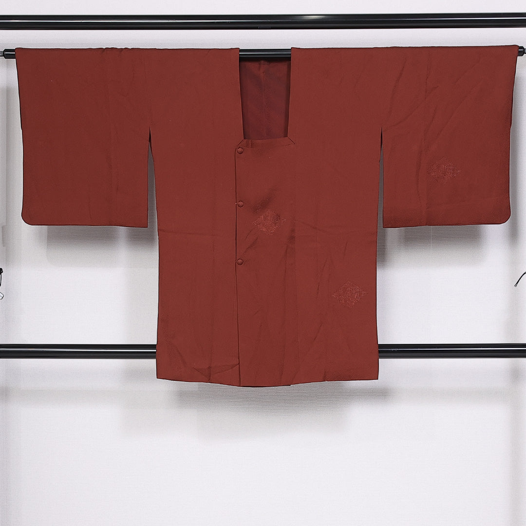 道行コート 袷 身丈85cm 裄丈65cm 正絹 Aランク セミフォーマル Mサイズ 蘇州刺繍 汕頭刺繍 松皮菱 花柄 赤系 HP 1237-10590