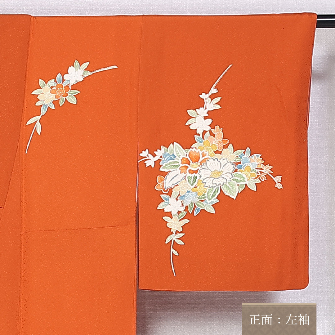訪問着 身丈159cm 裄丈62.5cm 正絹 Aランク 袷 広衿 友禅 牡丹 桜 1212-10373