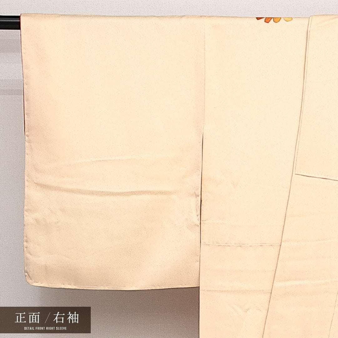 付下げ 袷 身丈160cm 裄丈63cm 正絹 Sランク インフォーマル 広衿 Lサイズ 蒲公英 クリーム系 RP 1218-14157