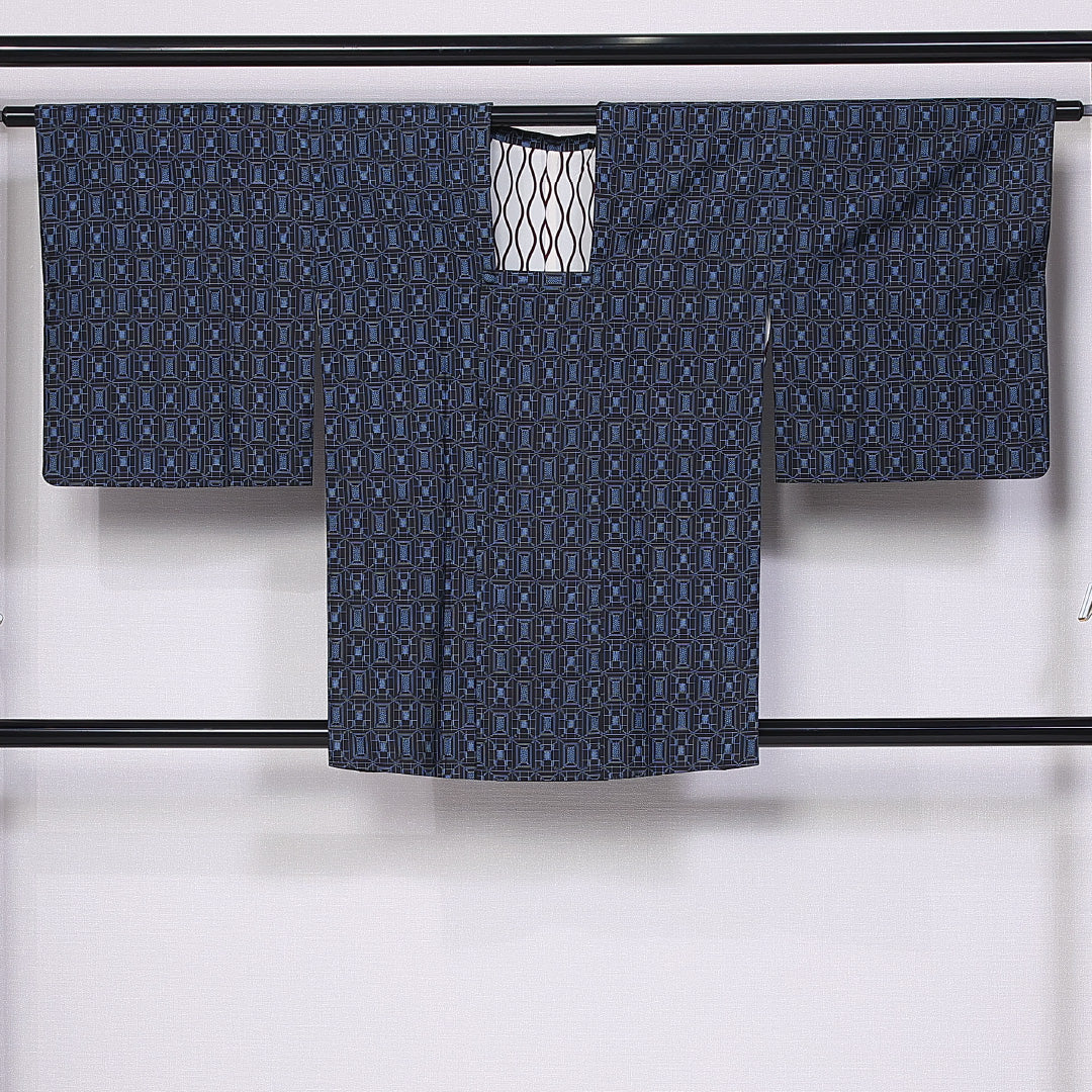 道行コート 身丈83cm 裄丈64cm M 正絹 Sランク 袷 紬 蜀江 1263-10736