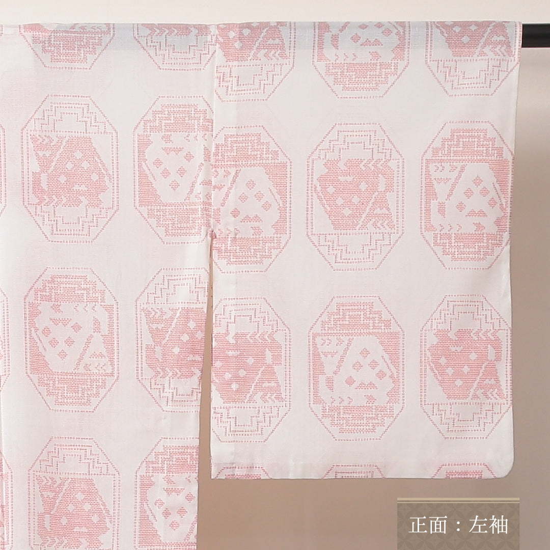 夏物 洗える着物 小紋 夏物 身丈159cm 裄丈64cm ポリエステル Aランク インフォーマル 広衿 Mサイズ 織り出し 有栖川龍文 白系 RP 1221-02166