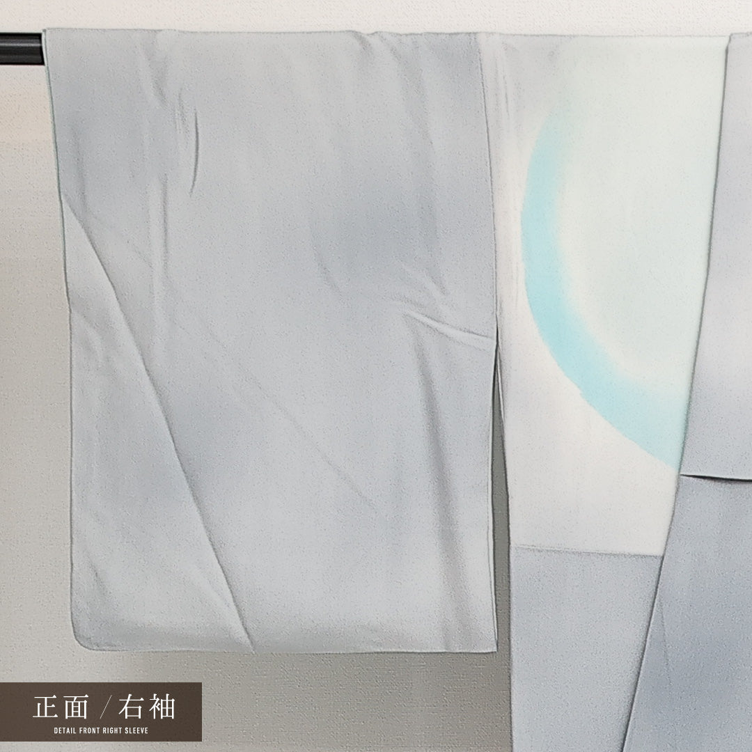 訪問着 袷 身丈157cm 裄丈63cm 正絹 Aランク セミフォーマル 広衿 Mサイズ 創作柄 水色系 RP 1217-13984