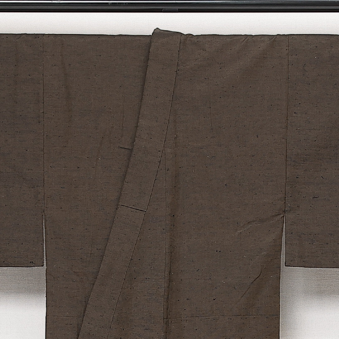 男着物 袷 身丈139cm 裄丈68cm 正絹 Aランク カジュアル 棒衿 Sサイズ 無地 茶系 HP 1224-13954