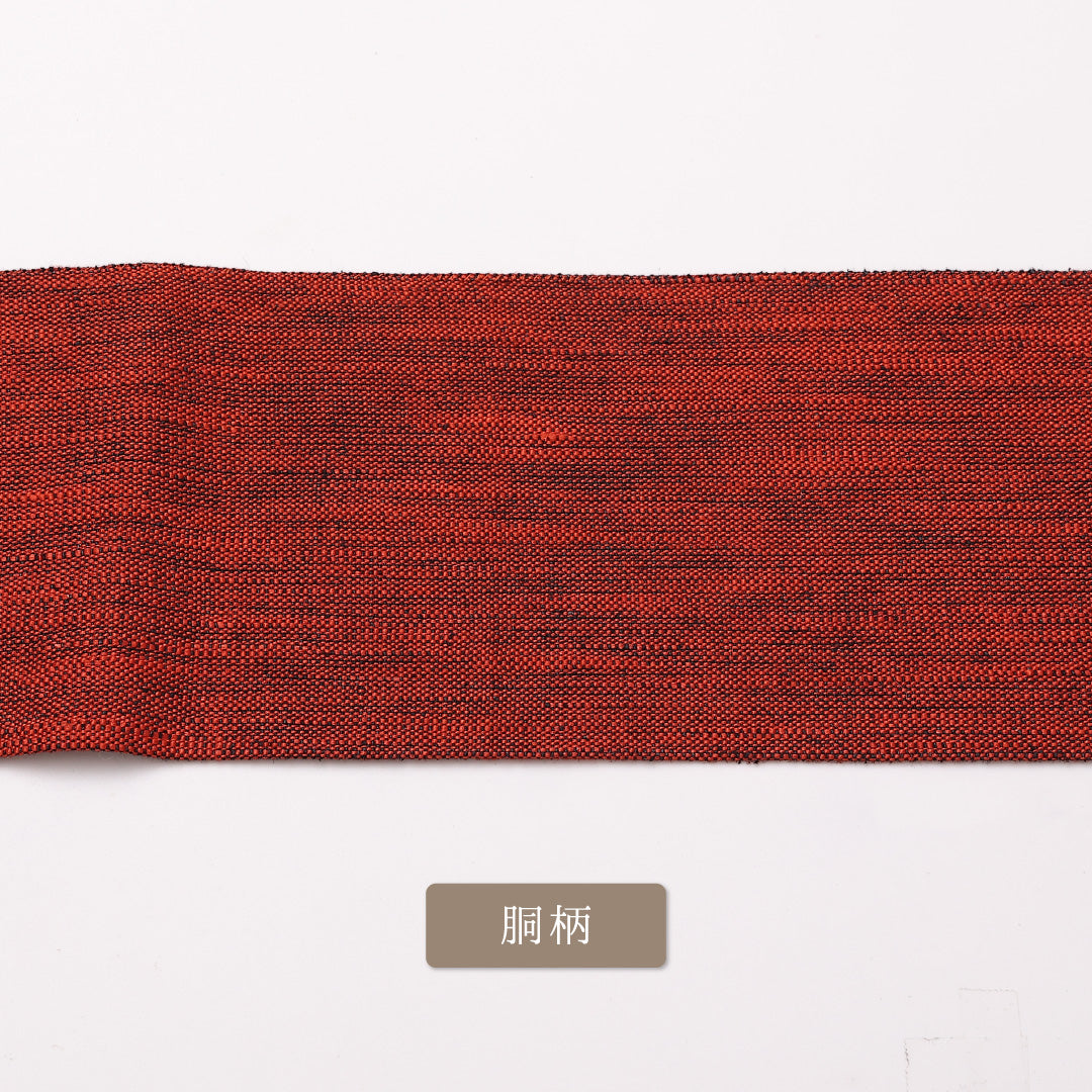 未使用品 八寸名古屋帯 帯丈352cm 全通 名古屋仕立て Sランク カジュアル 紬 正絹 赤系 1224-01158