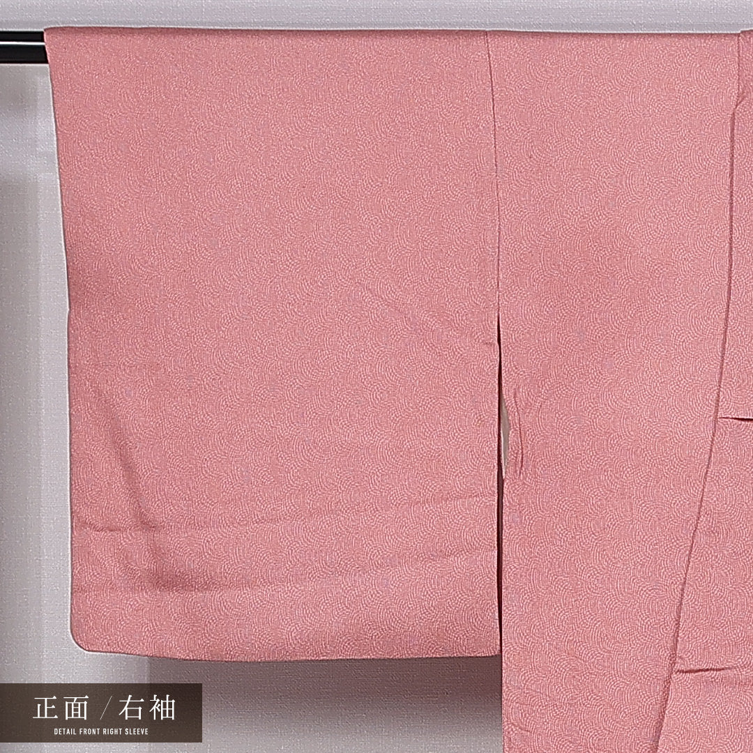 江戸小紋 (鮫) 袷 身丈158cm 裄丈65cm 正絹 Bランク インフォーマル 広衿 Mサイズ 極鮫 ピンク系 RP 1220-11278