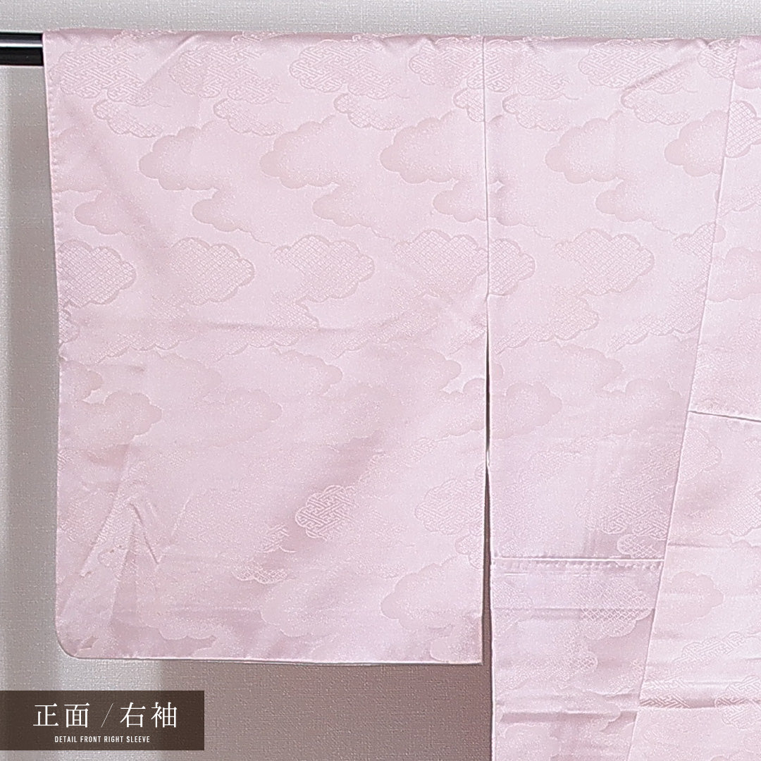 訪問着 洗える着物 袷 身丈155cm 裄丈65cm ポリエステル Cランク Mサイズ 広衿 セミフォーマル 孔雀 梅 紫系 1212-14989