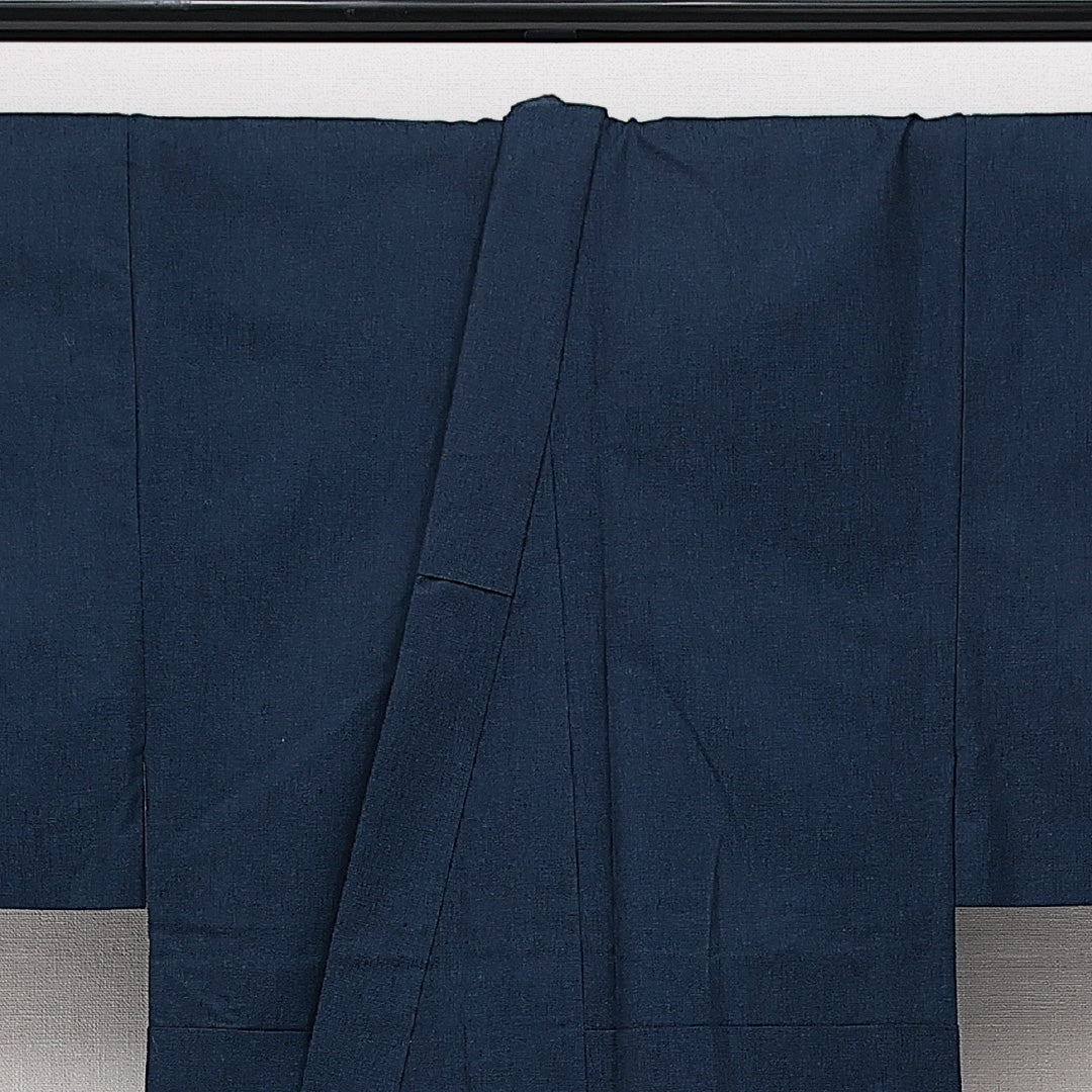 アンサンブル 洗える着物 ウールの男着物 単衣 身丈146cm 裄丈66cm ウール Aランク カジュアル 棒衿 Lサイズ 無地 紺系 RP 1224-14581