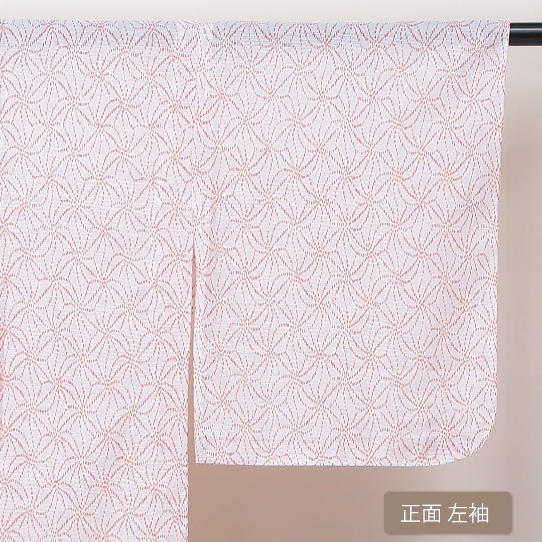 小紋 絽 身丈162cm 裄64.5cm 白系 洗える着物 Bランク 夏着物 1215012324411