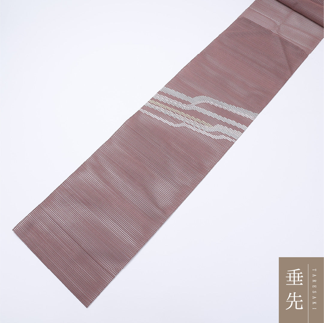 八寸名古屋帯 (夏帯) Sランク 帯丈400cm 正絹 ポイント柄 松葉仕立て 織り カジュアル 創作柄 紫系 RP 1245-01425