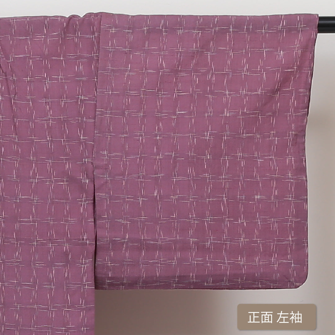 紬 単衣 身丈145cm 裄丈66cm 正絹 Sランク カジュアル バチ衿 XSサイズ 創作柄 ピンク系 RP 1223-02929