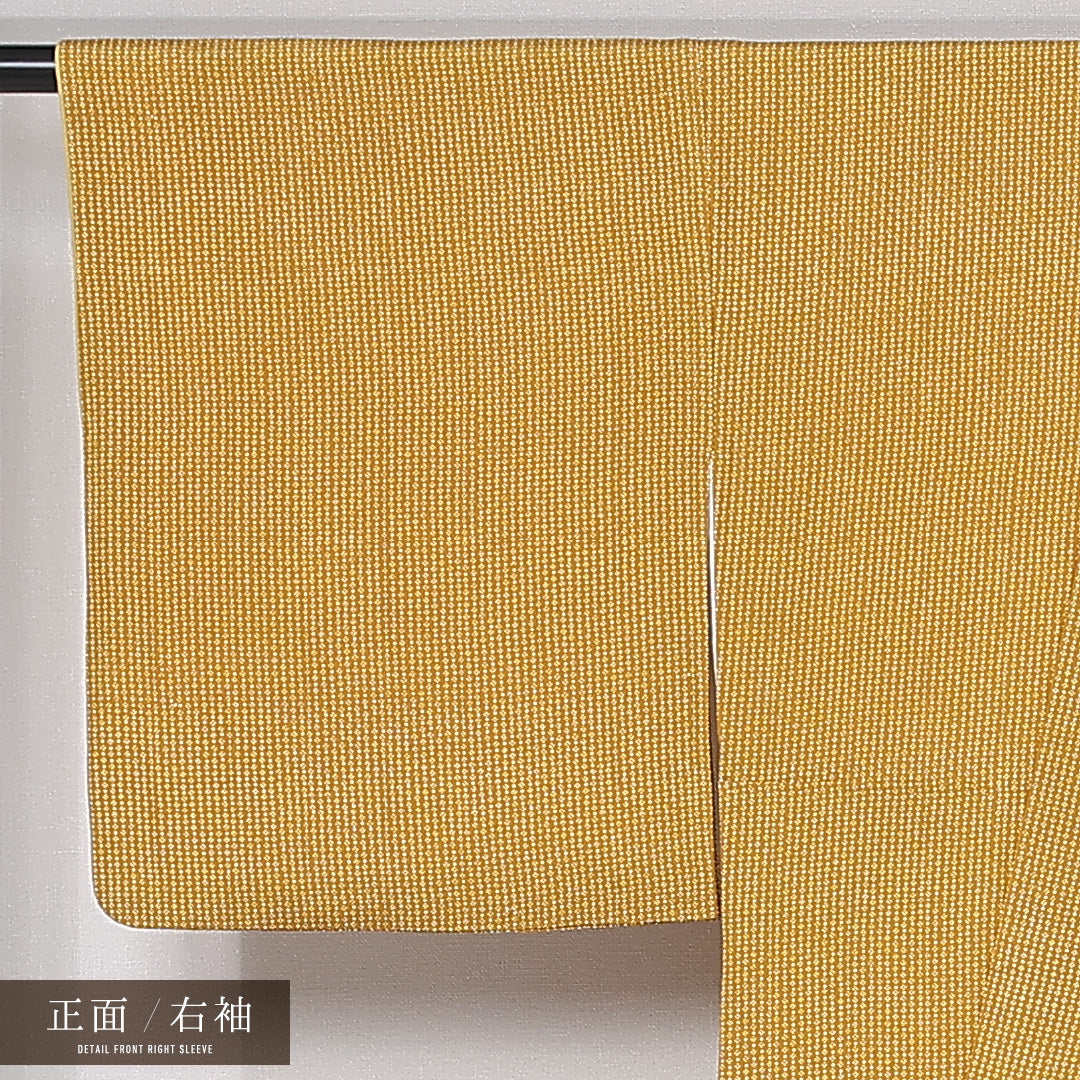 訪問着 身丈154cm 裄丈64cm Sランク S 正絹 袷 広衿 モダン 青海波 創作 付下げ セミフォーマル 黄系 1212-11956