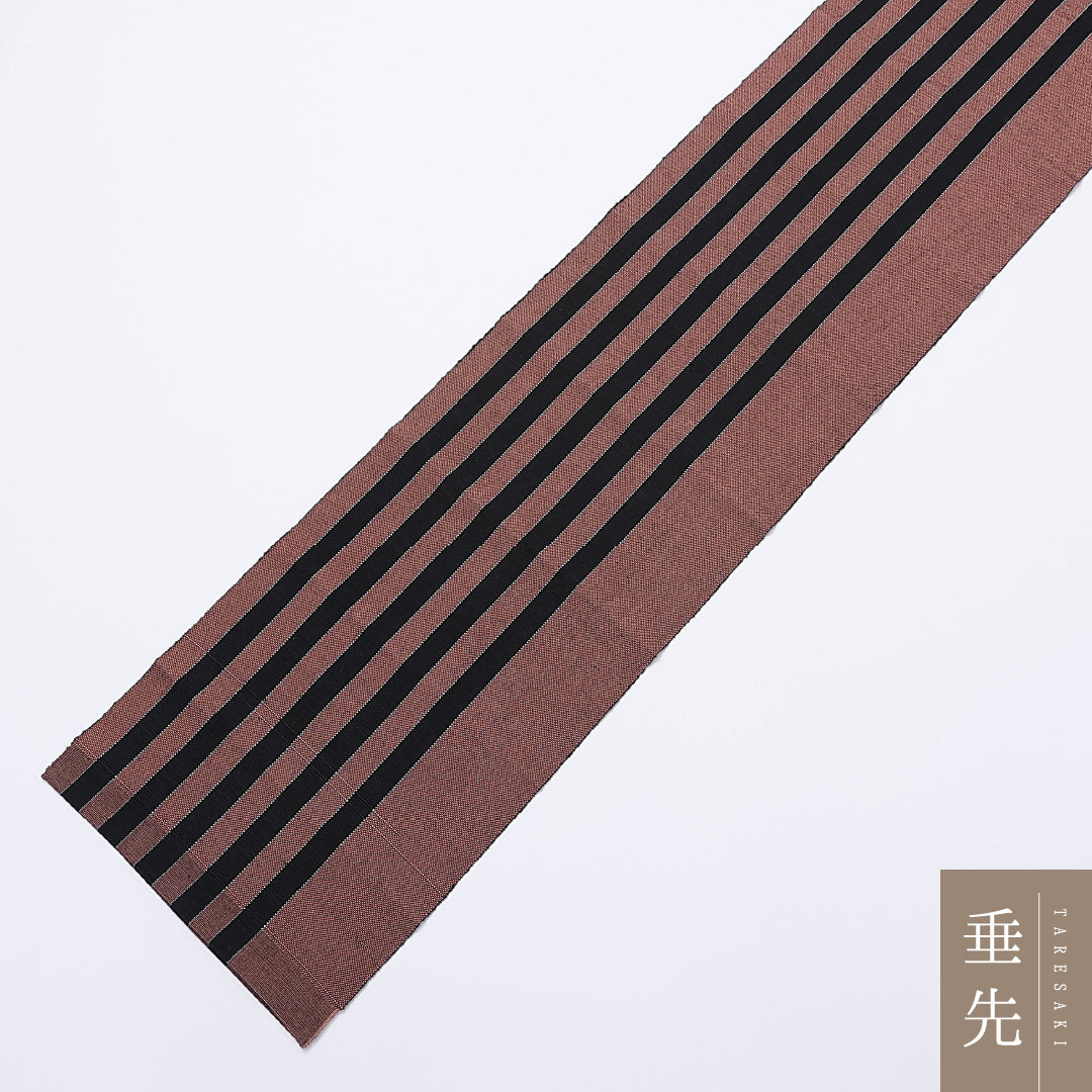 六寸帯 帯丈328cm 全通 単衣帯 縞 正絹 紫系 Aランク 1225-000357
