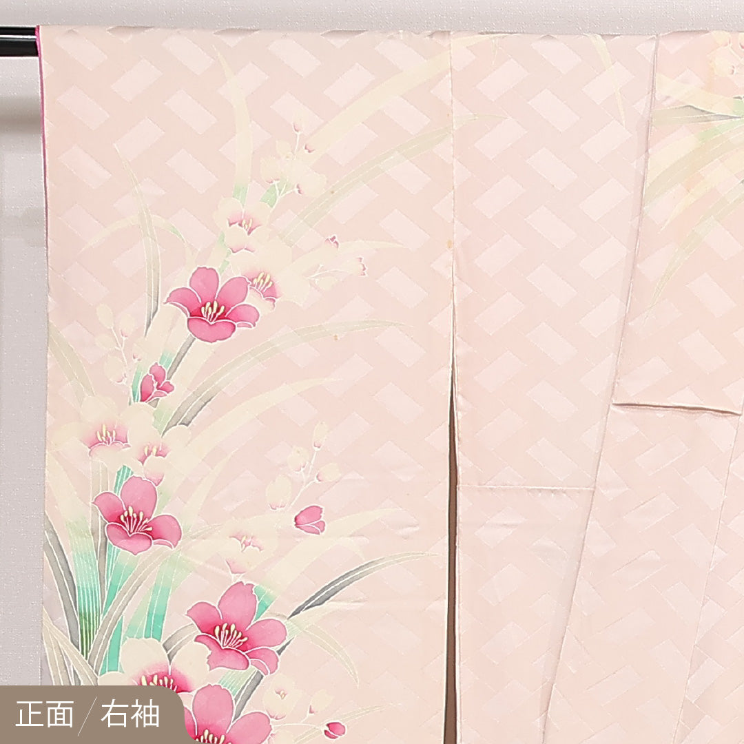 振袖 身丈164cm 裄丈64.5cm Cランク 正絹 袷 広衿 L 花柄 フォーマル 可憐 気品 ピンク系 1213-F0567