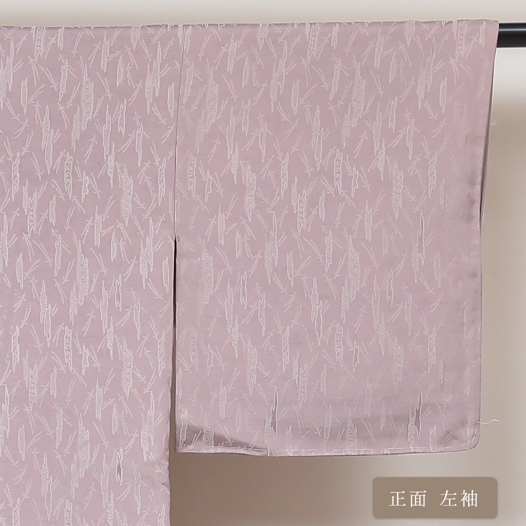 小紋 袷 身丈154cm 裄丈62cm 正絹 Aランク 紋意匠 (植物柄) インフォーマル 広衿 Sサイズ 創作柄 紫系 RP 1221-03027