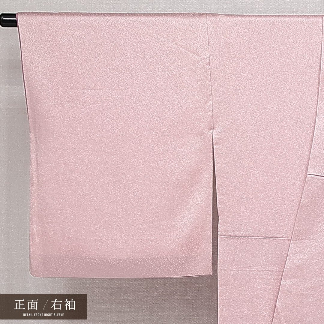 訪問着 袷 絞り 身丈154cm 裄丈65cm Aランク 正絹 広衿 Sサイズ セミフォーマル 蘇州刺繍 流水 杜若 可憐 しとやか ピンク系 1212-14387