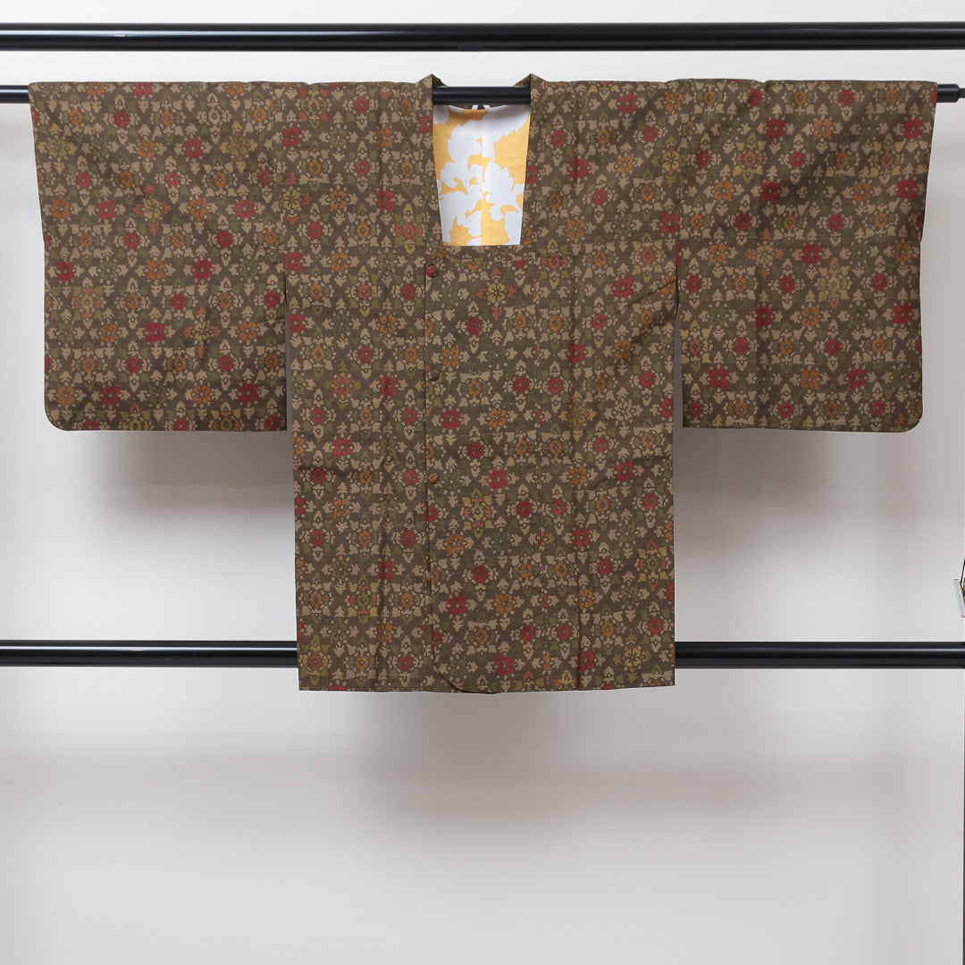 道行コート 身丈84cm 裄丈62cm 正絹 Sランク セミフォーマル Sサイズ 花柄 緑系 RP 1237-05705