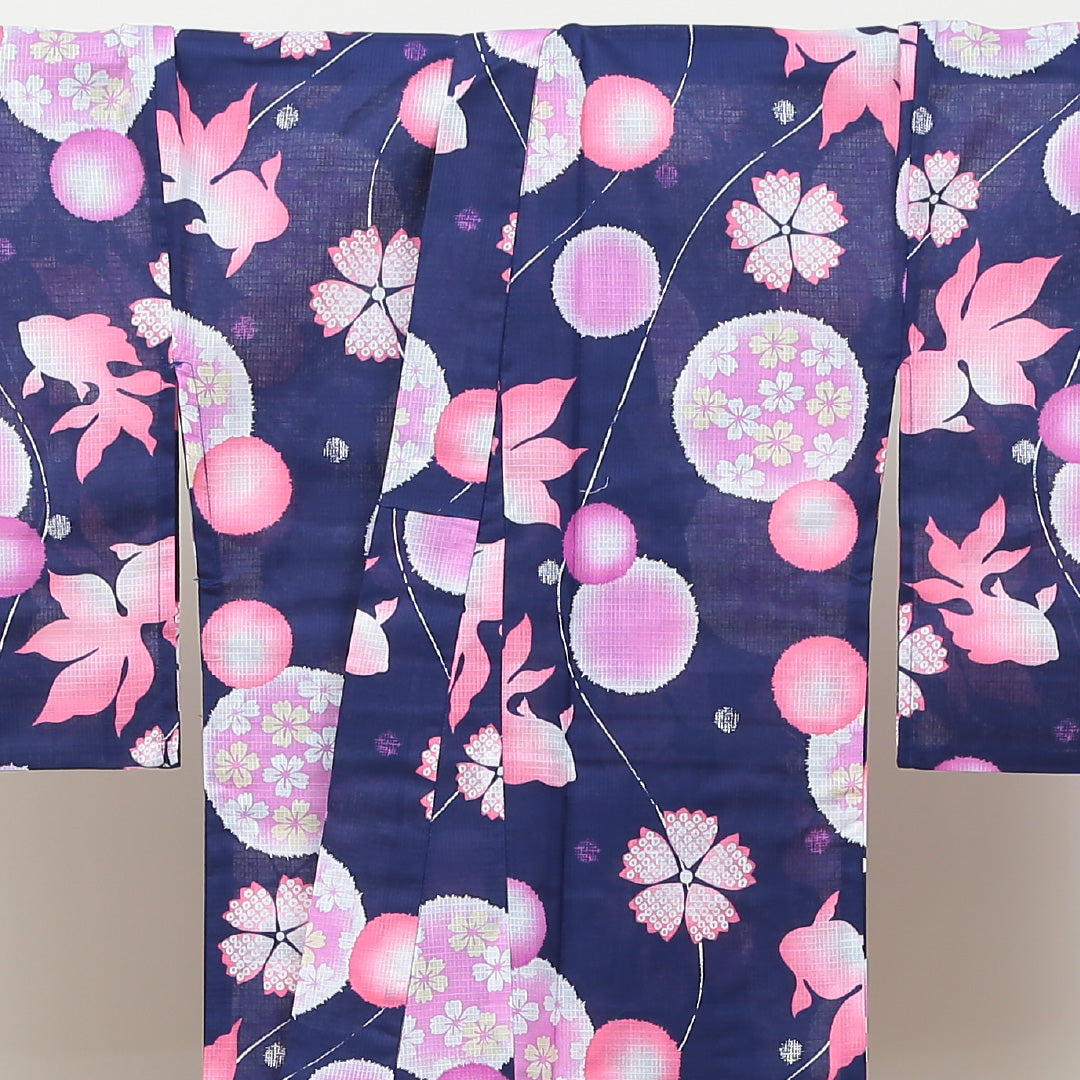 新品 浴衣 身丈163cm 裄丈67cm 木綿 洗える着物 金魚 Nランク 1218-00026