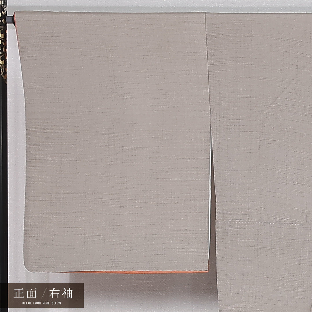訪問着 身丈165cm 裄丈68cm Bランク XL 正絹 袷 広衿 蘇州刺繍 相良刺繍 汕頭刺繍 御所車 ぼかし 菊 松 セミフォーマル グレー系 1212-12035