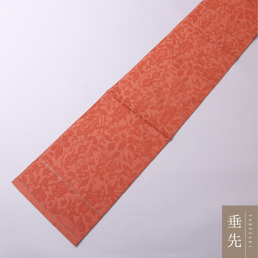 名古屋帯 六通 帯丈314cm カジュアル Sランク 木綿 唐草 上品 優しい ピンク系 1224-02614