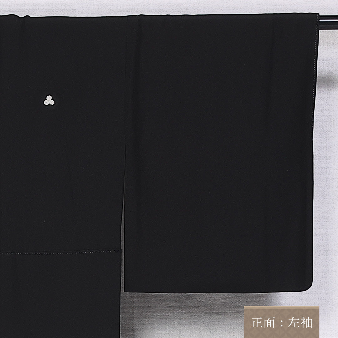 黒留袖 五つ紋 三つ柏 身丈165cm 裄丈64.5cm Sランク 正絹 袷 比翼 広衿 XL 吉祥文様 御所車 牡丹 フォーマル 黒系 1211-F0316