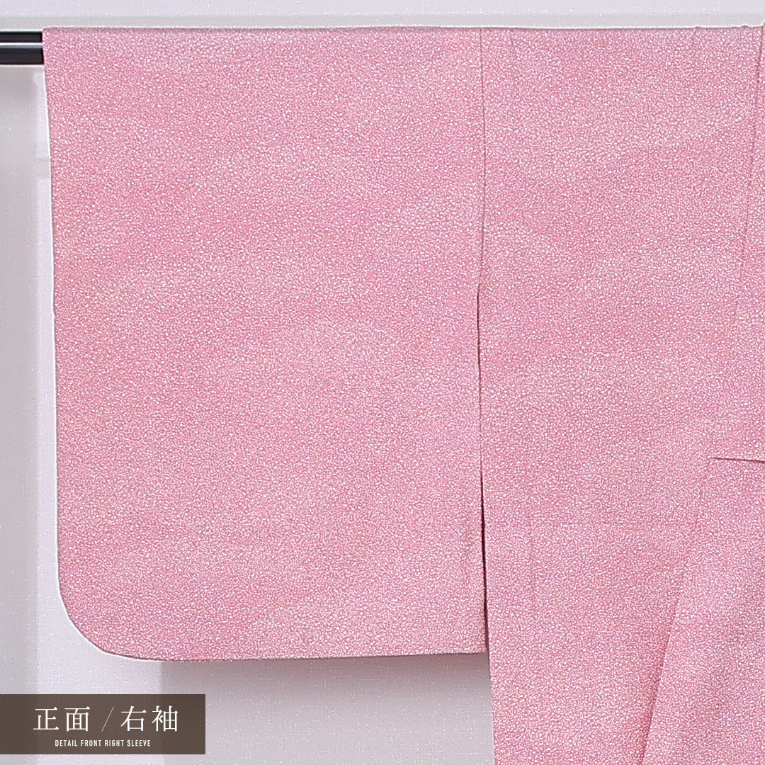 江戸小紋 (大小霰) 単衣 身丈156cm 裄丈64cm 正絹 Bランク インフォーマル 広衿 Mサイズ ぼかし染 居敷当て 落款 雲取り ピンク系 HP 1220-12258