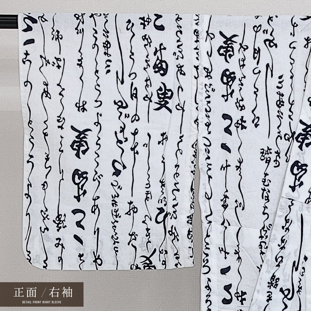 浴衣 夏物 洗える着物 身丈149cm 裄丈61cm Aランク 木綿 バチ衿 XSサイズ カジュアル 創作柄 独創的 粋 白系 1218-14272
