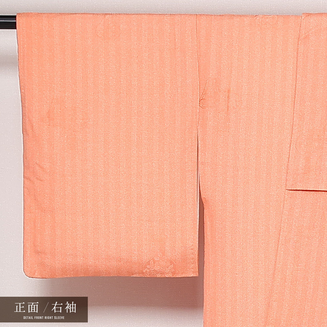 色無地 袷 身丈160cm 裄丈61cm 正絹 Sランク インフォーマル 広衿 Lサイズ 朱系 RP 1219-13568