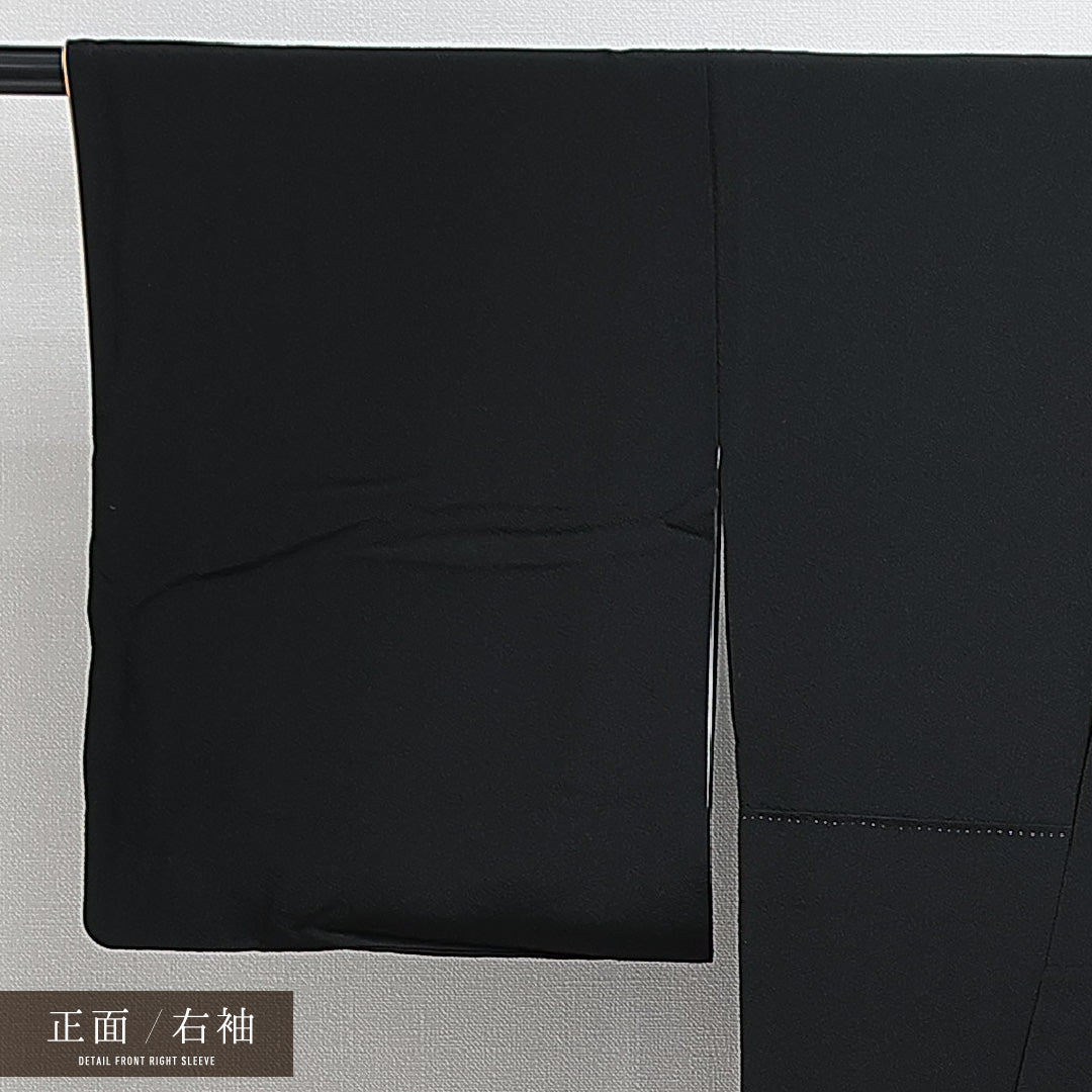 付下げ 袷 身丈153cm 裄丈61cm 正絹 Aランク インフォーマル 広衿 Sサイズ 刺繍 よろけ縞 菱形 黒系 M4 1218-14870