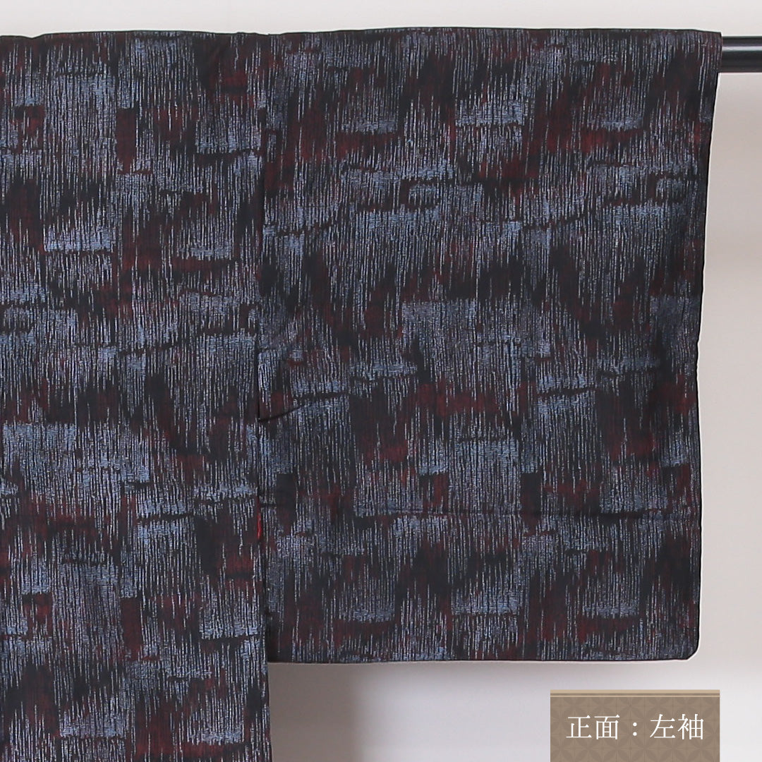 アンティーク 紬 袷 身丈144cm 裄丈61cm 正絹 Aランク バチ衿 XSサイズ 創作柄 グレー系 PO 1223-03434