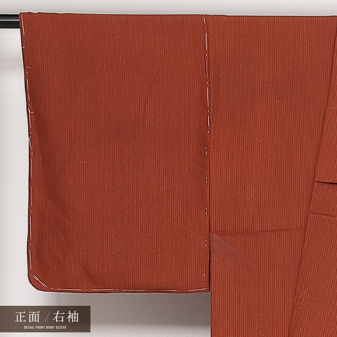 付下げ 袷 身丈151cm 裄丈64cm 正絹 Sランク インフォーマル 広衿 Sサイズ 山 縞 茶系 RP 1218-13611