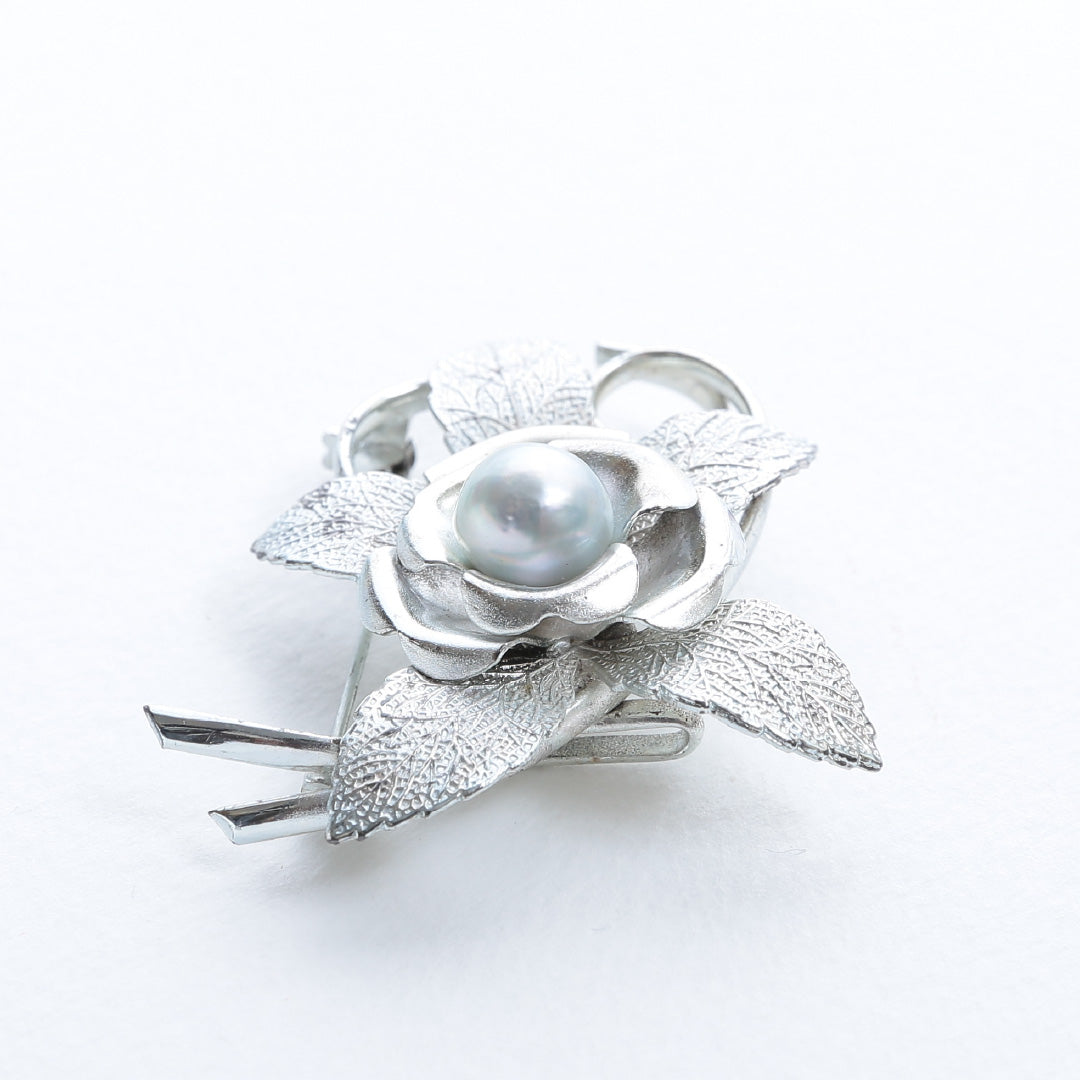 帯留め Sランク シルバー パール 銀系 1231-000151