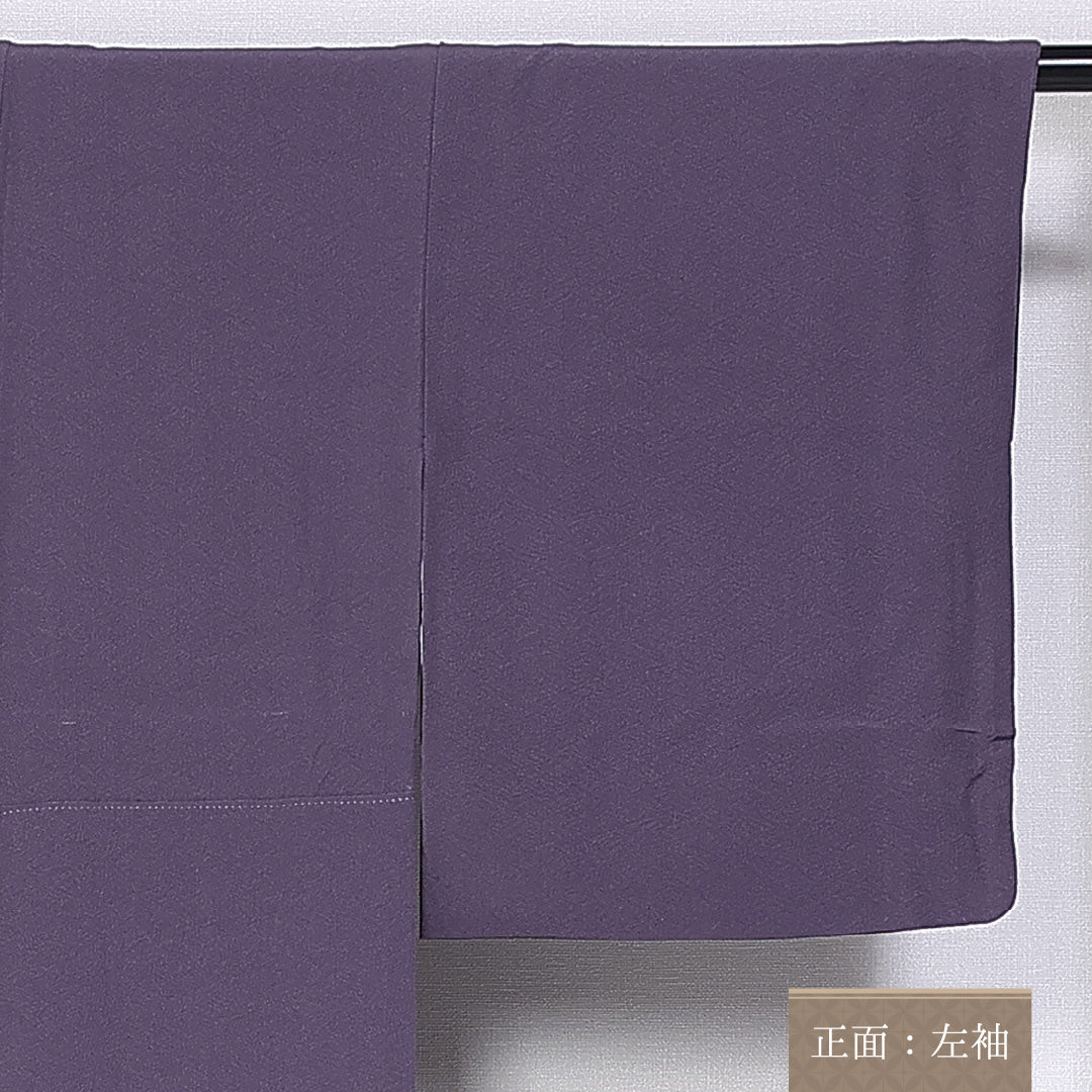 色無地 身丈161cm 裄丈64cm Aランク 袷 三つ紋 正絹 広衿 五三桐 1214-10177