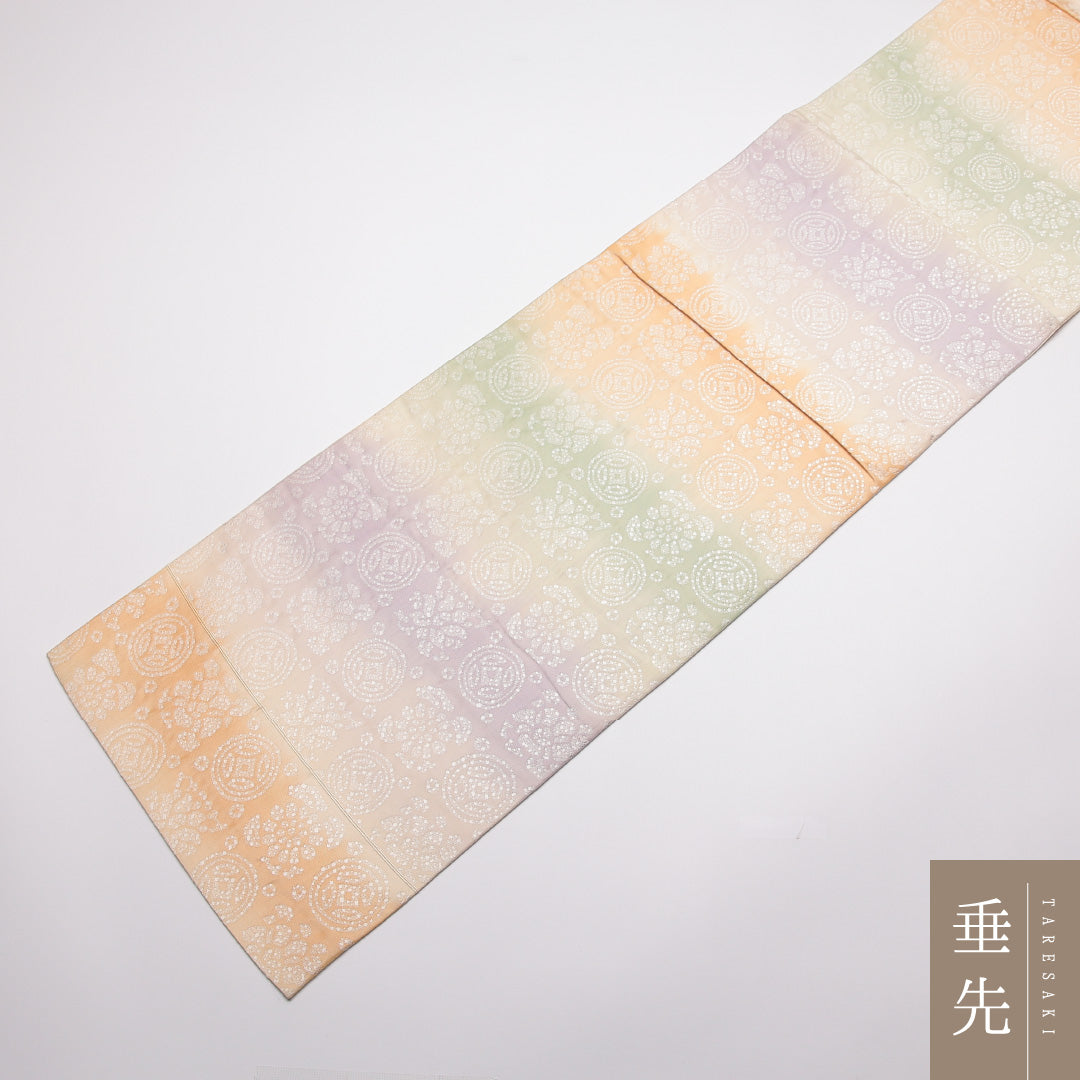 袋帯 帯丈438cm 正絹 六通 セミフォーマル 遠州裂 牡丹 多色系 1243-01335