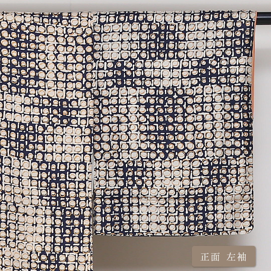 小紋 袷 身丈151cm 裄丈62cm 正絹 Aランク インフォーマル 広衿 Sサイズ 創作柄 水玉 多色系 HP 1221-01695