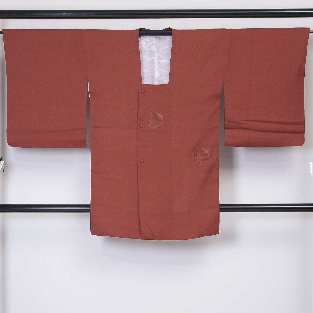 道行コート 袷 身丈91cm 裄丈67cm 正絹 Sランク セミフォーマル Lサイズ 金彩 蘇州刺繍 汕頭刺繍 雲 菊 茶系 RP 1237-05898